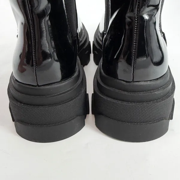 Dream Pairs Womens Black Patent Chunky Platform‎ Chelsea Lug Sole Boots Size 5.5 - Image 5