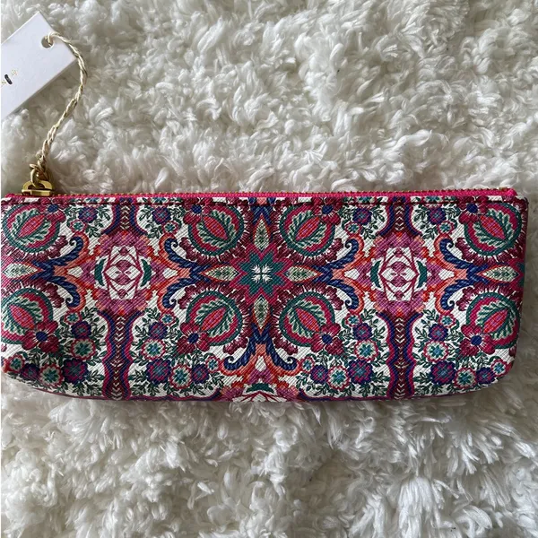Anthropologie Paisley Print Pouch Purse NEW Cosmetic Bag Pencil Case Pinks Blues - Image 2