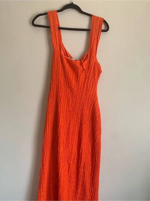 Free People Beach Maxi Orange Dress Summer Women Size Small Slit Outfit Casual - Image 4