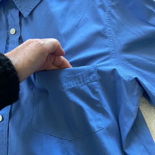 Vintage Ann Taylor Blue Button Down Shirt Size L Classic Chic Quiet Luxury - Image 7