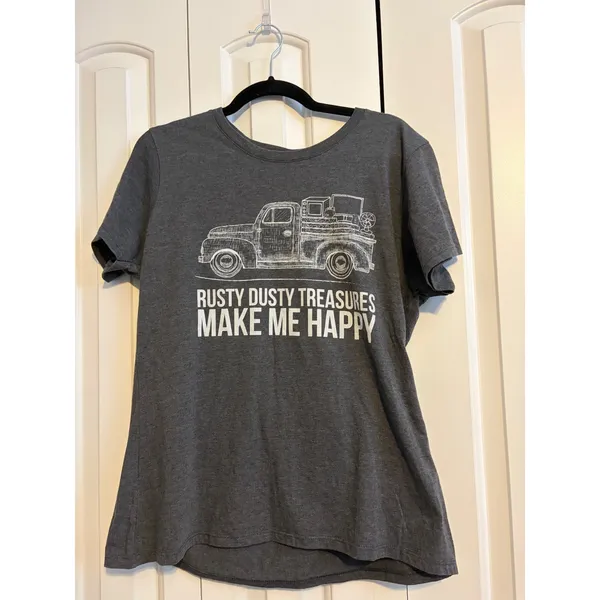 Rusty Dusty Treasures Make Me Happy Graphic T Shirt‎ XL Charcoal Gray - Image 3