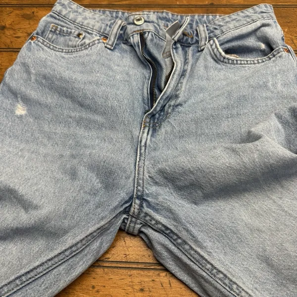 H&M &Denim Jeans Size 4 Blue‎ Pants Loose Mom Light Distressed Denim - Image 7