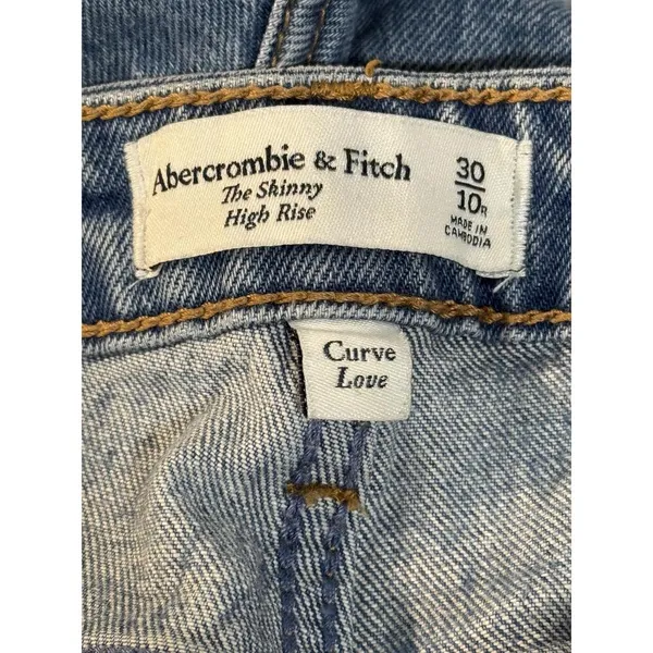Abercrombie & Fitch Curve Love The Skinny High Rise Blue Denim Jeans Size 30 10 - Image 2