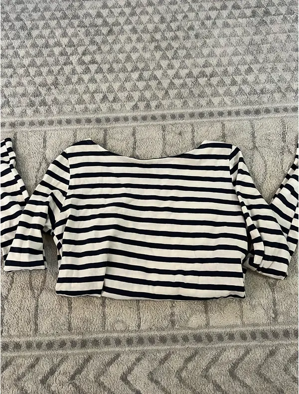 Brandy Melville Striped Off-The-Shoulder Top Blue - Image 2