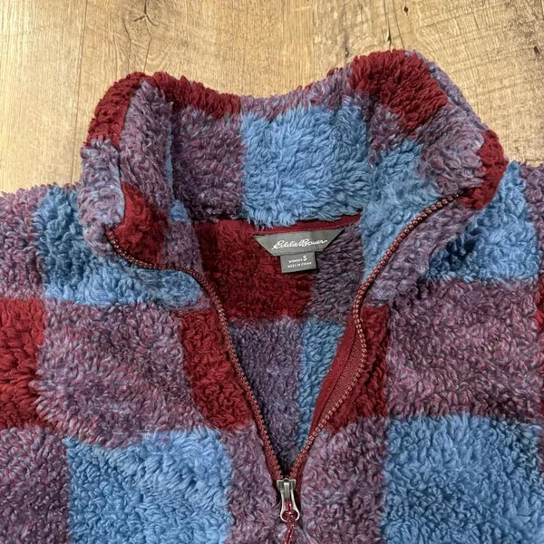 Eddie Bauer Fast Fleece Plush 1/4-Zip Small Checkered - Image 3