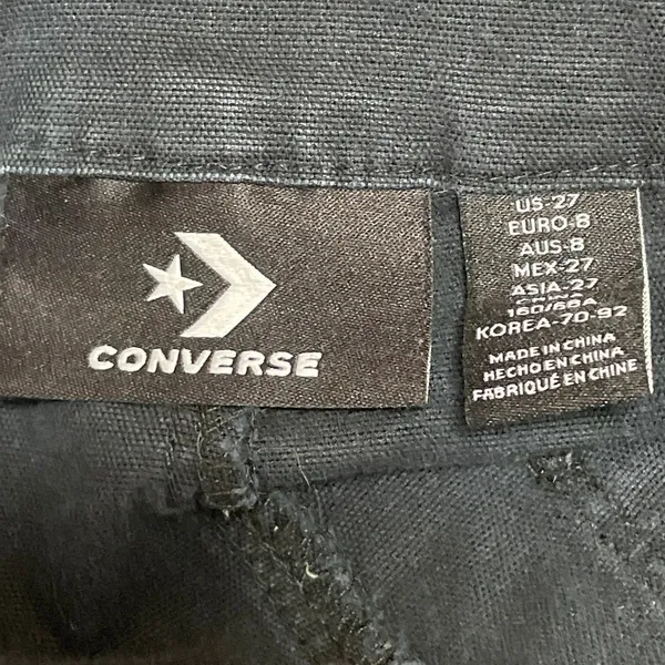 Converse Women's Black High Rise Wide Leg Baggy Raw Hem Denim Jeans Size 27 - Image 4