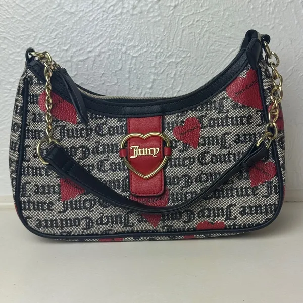 VTG Vibe Juicy Couture Heart Monogram Shoulder Bag Goth Y2K 90s Grunge McBling - Image 2