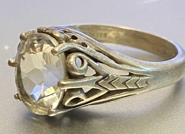 Vintage ornate kabana sterling silver 925 cz Diamonique stone size 6 Women’s - Image 3