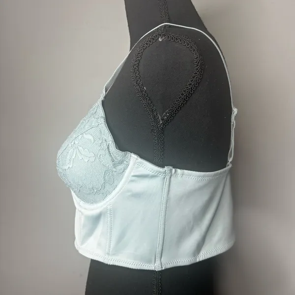 Garage Bustier Womens PS Medium Seafoam Combo Lace Bra Clasp Cropped - Image 3