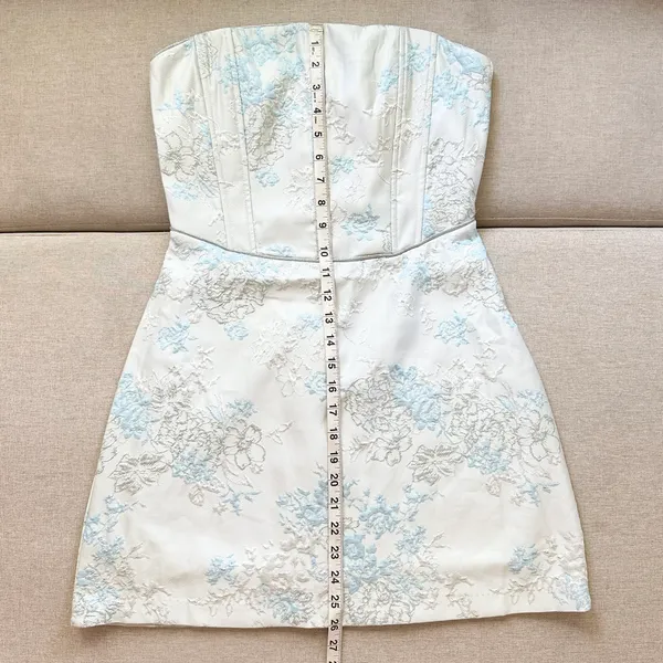 Forever 21 NWT Floral Jacquard Metallic Shimmer Corset Strapless Mini Dress - Image 9