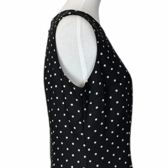 SAG Harbour Y2K Black Polka Dot Sleeveless Sheath Dress Knee Length Size 14 - Image 8
