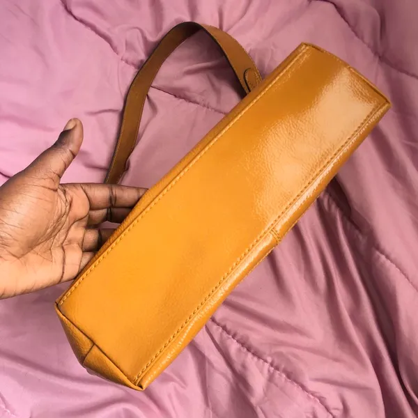 2000s Y2K Mcbling Preppy Romantic Grunge Whimsi Shoulder Hand Bag Purse Patent Leather Silver O-ring Yellowish Orange #subversive #coquette #fairy #streetwear #90s Measurement in pics Great condition - Image 3