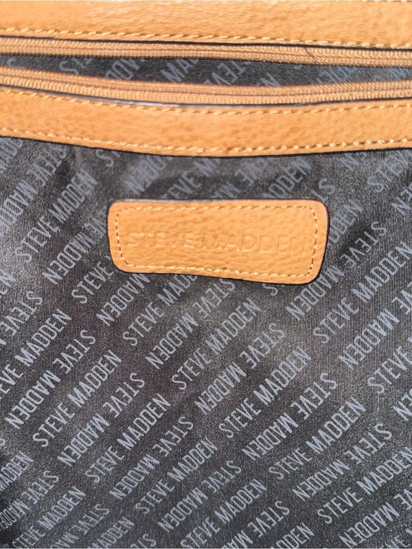 Steve Madden Women's Brown Leather Textured Backpack Bag - Image 5
