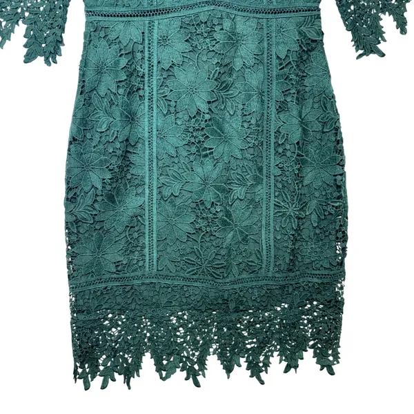 Minuet Emerald‎ Green Floral Lace Cocktail Dress Sheath 3/4 Sleeve Small NWT - Image 5