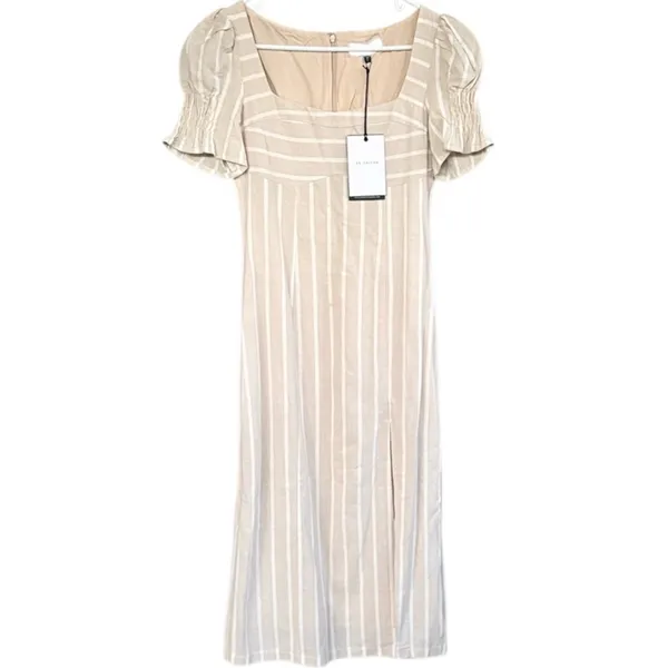 NWT Anthropologie En Saison Cecilia Puff Sleeve Linen Blend Mido Dress Size XS - Image 2