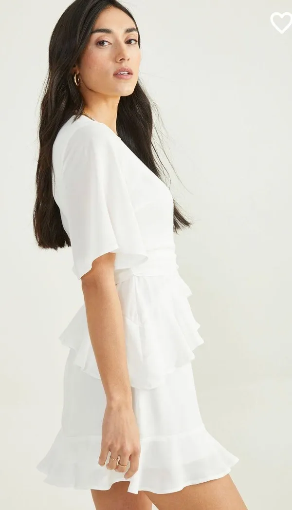 Altar'd State NWT Winnie Chiffon Ruffle White Dress - Image 2