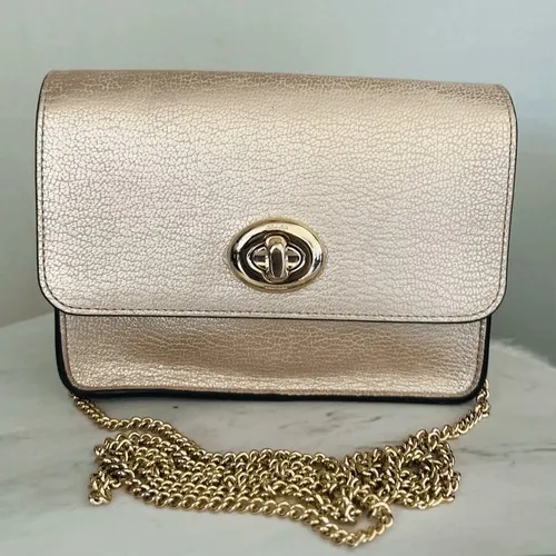 Coach Women's Turnlock Chain Crossbody Leather Bag, Platinum/Gold, NWOT - Image 12
