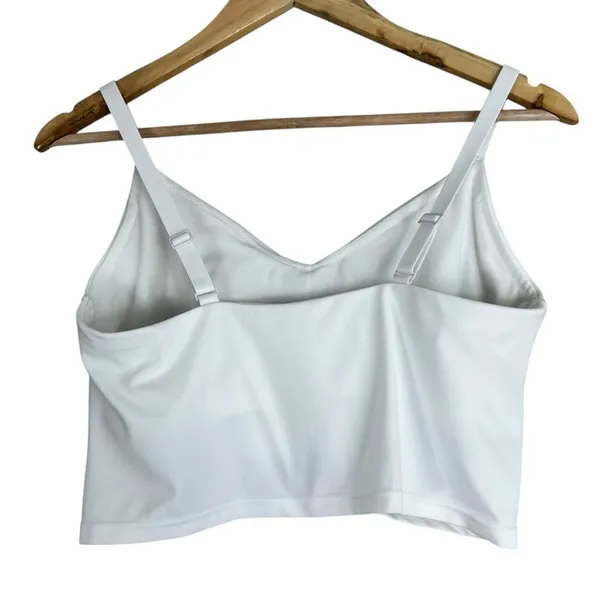 Aerie Crop Top Womens XL White Knot Twist Front Stretch Clean Girl Athleisure - Image 2