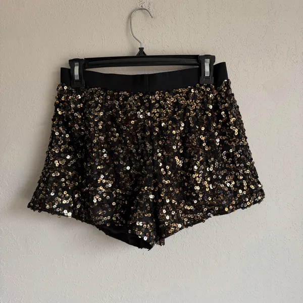 NWT Authentic Icon Festival Girl Bronze Sequin Short Womens M Sparkle Concert - Image 4