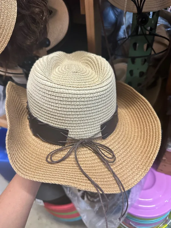 Straw Cowboy Hat with Silver Detail Brown - Image 3