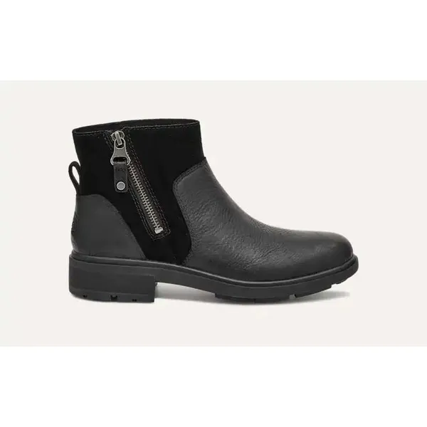 UGG Ankle Boots Women 9.5‎ Black Leather Suede Mixed Media Zipper Casual Booties - Image 2
