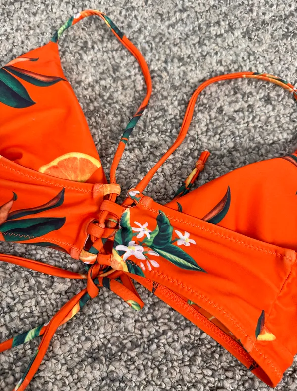Zaful Orange Blossom Print Bikini Set - Image 5