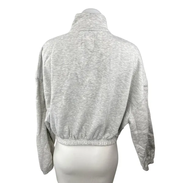 Lazy Sunday Women's Gray Fleece Half Zip Long Sleeve Crop Sweatshirt Top Size M - Image 4