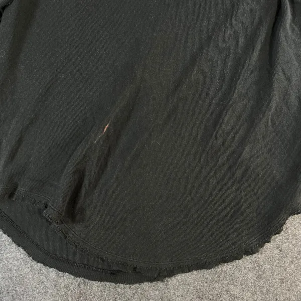 We The Free Free People Black Thermal Waffle Knit Raw Seam Top Thumbholes Small - Image 10