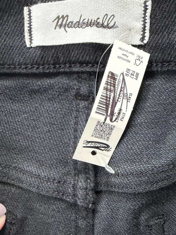 Madewell The Wide Leg Jean in Super Stretch Denim Black Frost Women’s Size 26 - Image 6