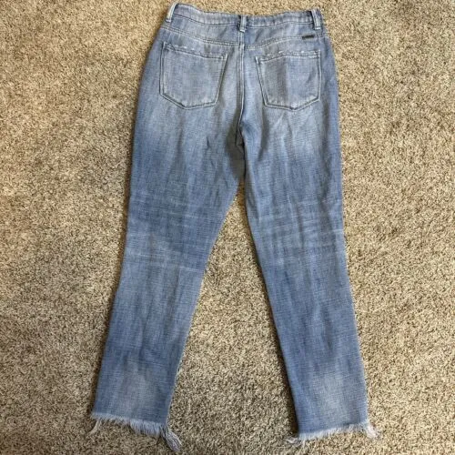 KanCan Jeans Women Size 7/27 Blue Light Wash High‎ Rise Straight Stretch Raw Hem - Image 4