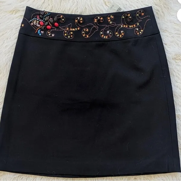 Cache ’ Women’s Hand Beaded Black Skirt NEW NO TAGS - Image 2