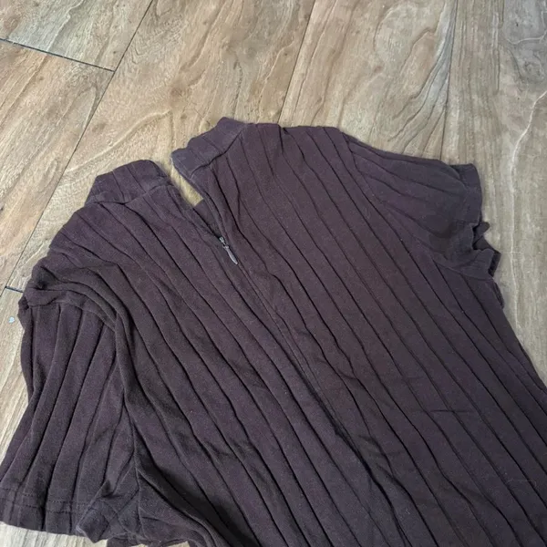 Brown Ribbed Romper Size L - Image 2