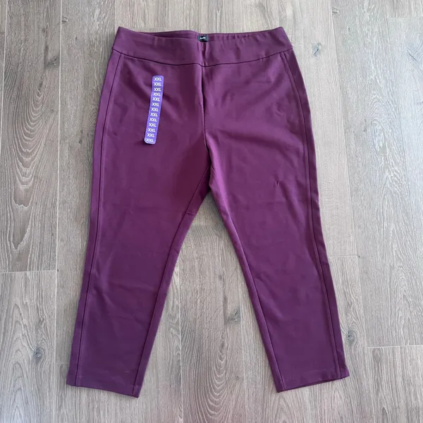 Express Ponte Pants Stretch Slim High Rise Burgundy Women XXL Career Pull On - Image 4