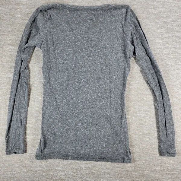 Hollister V Neck Long Sleeve Basic Tee Size M Womens Gray Slim Fit Logo Y2K - Image 10