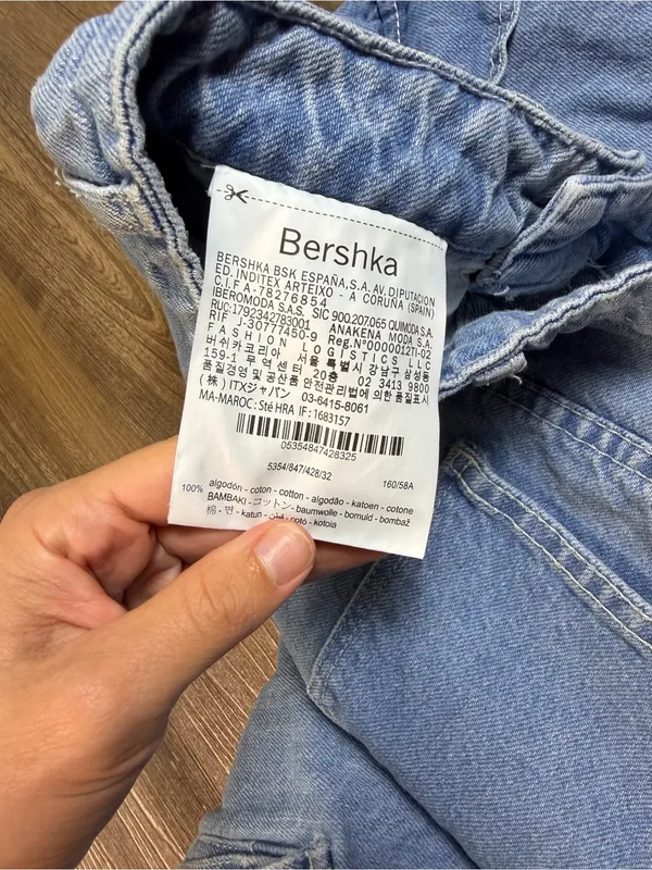 Bershka Light Blue Cargo Wide-Leg Jeans - Image 2