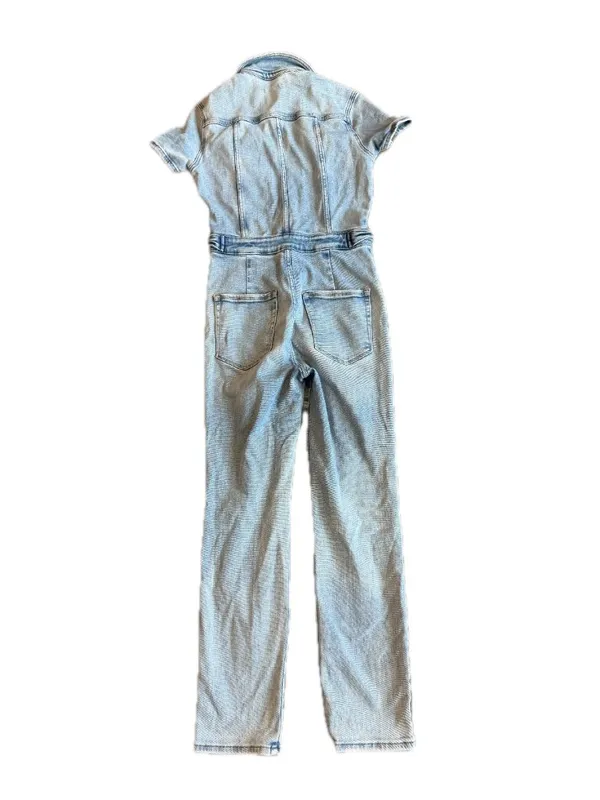 Good American Light Wash Coverall Jumpsuit Utility Sleeve Chambray Large Women's - Image 8