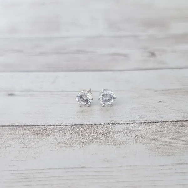 Clear Gem Stud Earrings 0.25" - Image 2