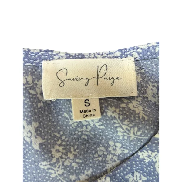 Saving Paige Floral Lace Pleated Midi Dress Women's Size S Blue Modest Dainty‎ - Image 5