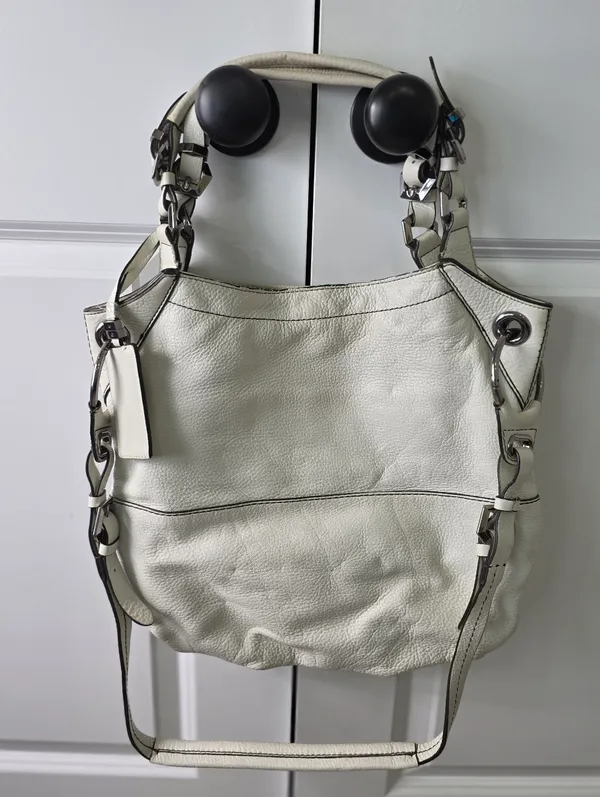 Oryany Womens Pebble Leather Handbag Shoulder Bag Purse White Silver Accents - Image 8