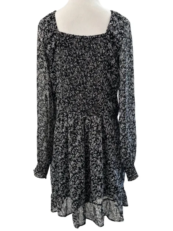 Abercrombie & Fitch Black Floral Smocked Mini Dress Size L - Image 3