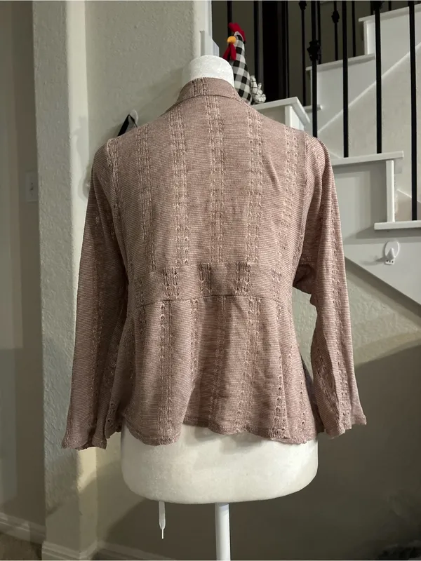 Eyeshadow Dusty Rose Ruffle Knit Cardigan - Image 5