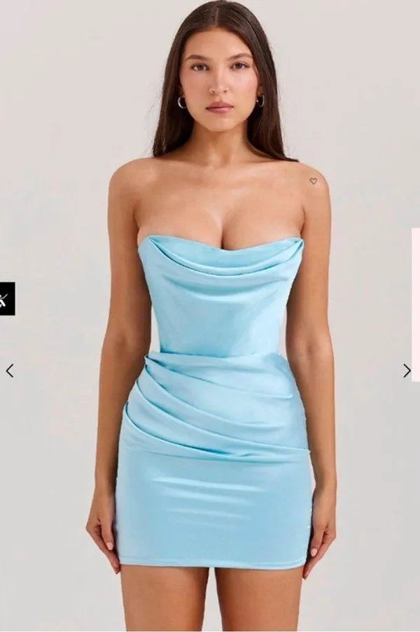 House of CB ‘Odelle’ Ocean Blue Strapless Mini Dress NWOT - Image 10