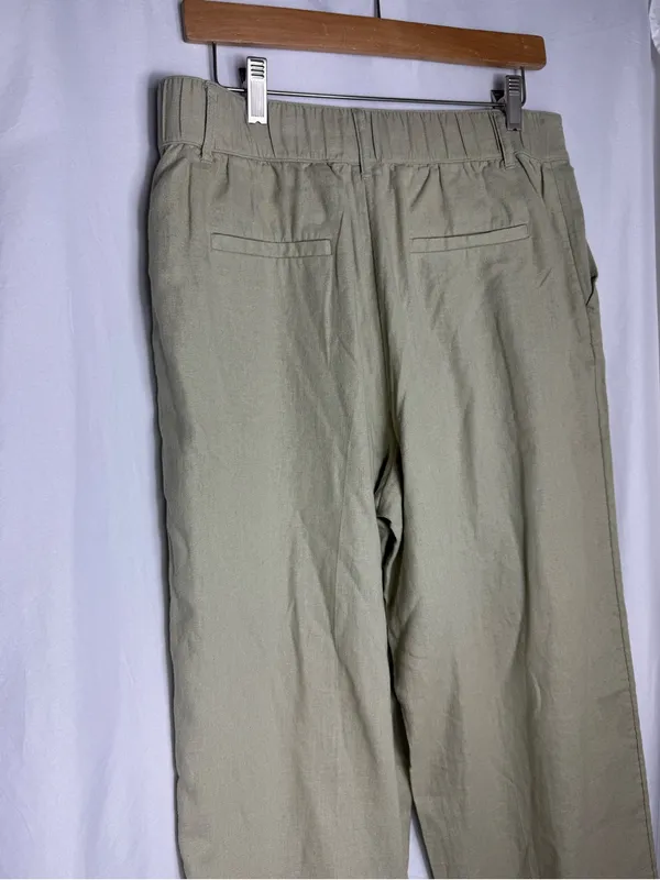 One a day Olive Green trousers linen Pants wide leg casual business 10 short - Image 6