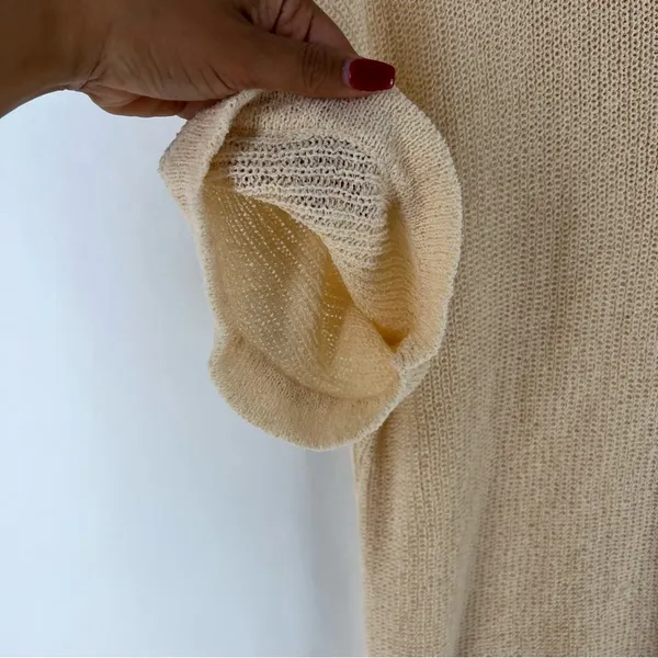 Driftwood Daydreams Hooded Short Sleeve‎ Dolman Oversized Open Knit Sweater L - Image 5