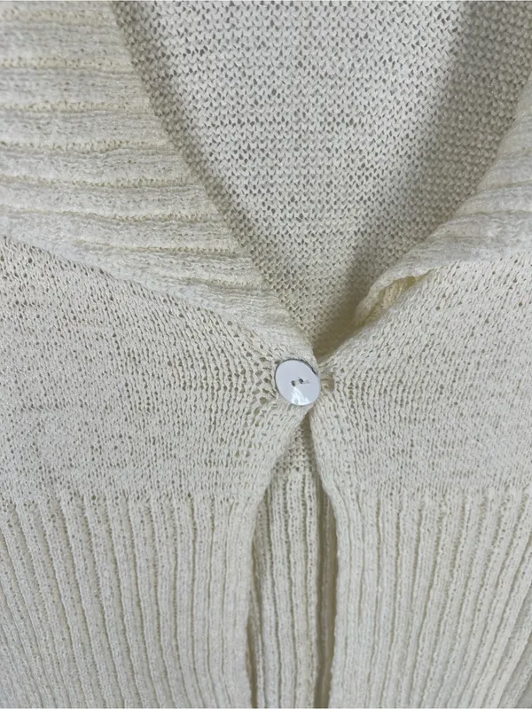WD-NY Ivory Open‎ Knit Cotton Blend Shawl Collar Cardigan Size L - Image 4