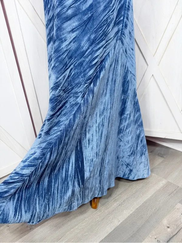 Free‎ People Noa Crushed Velvet Maxi Slip Skirt Royal Blue Small Boho Chic - Image 7