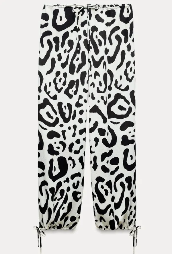 NWOT Zara White and black leopard animal print pants. Size Small - Image 5