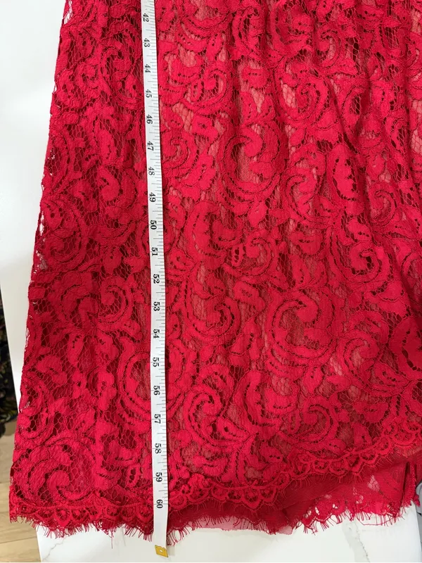 Tadashi Shoji Red Lace Maxi Dress with Three-Quarter Sleeves - Image 6