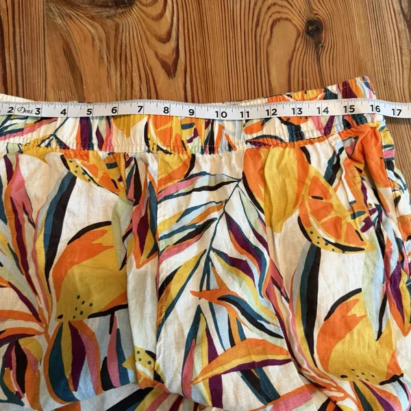 C&C California 100% Linen Wide Leg Pants Tropical Fruit‎ Flowy Beach Coastal LG - Image 6