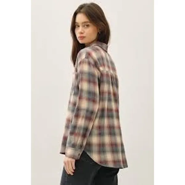 Vintage Wrangler 90's M Wrancher women's long-sleeve plaid button-down shirt - Image 2